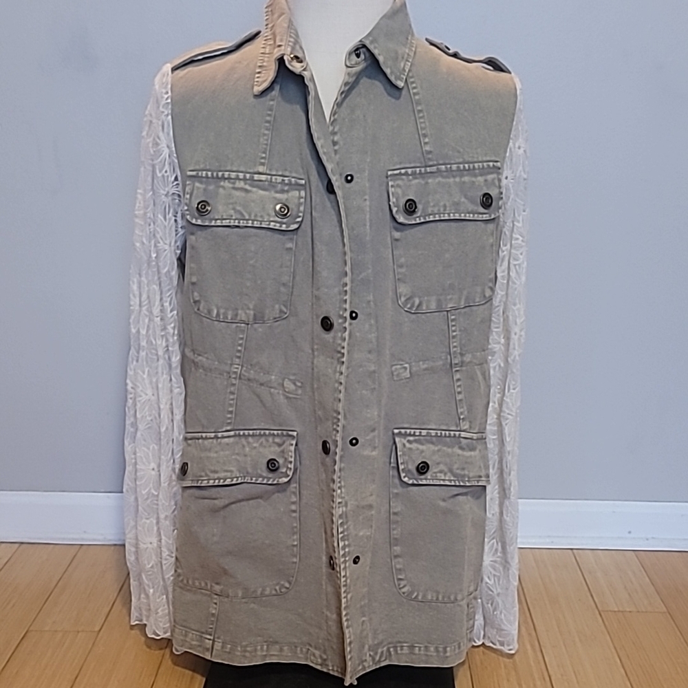 Olive Jacket Lace Sleeves